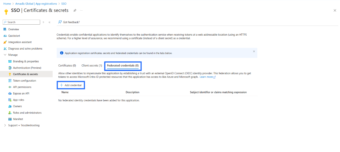 add credential
