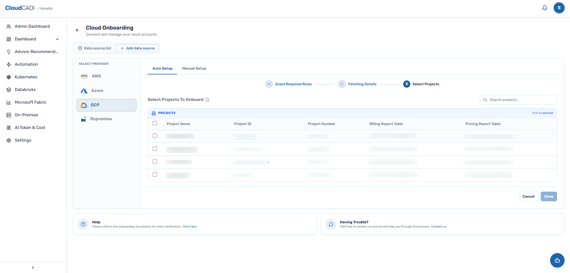 Fetch projects