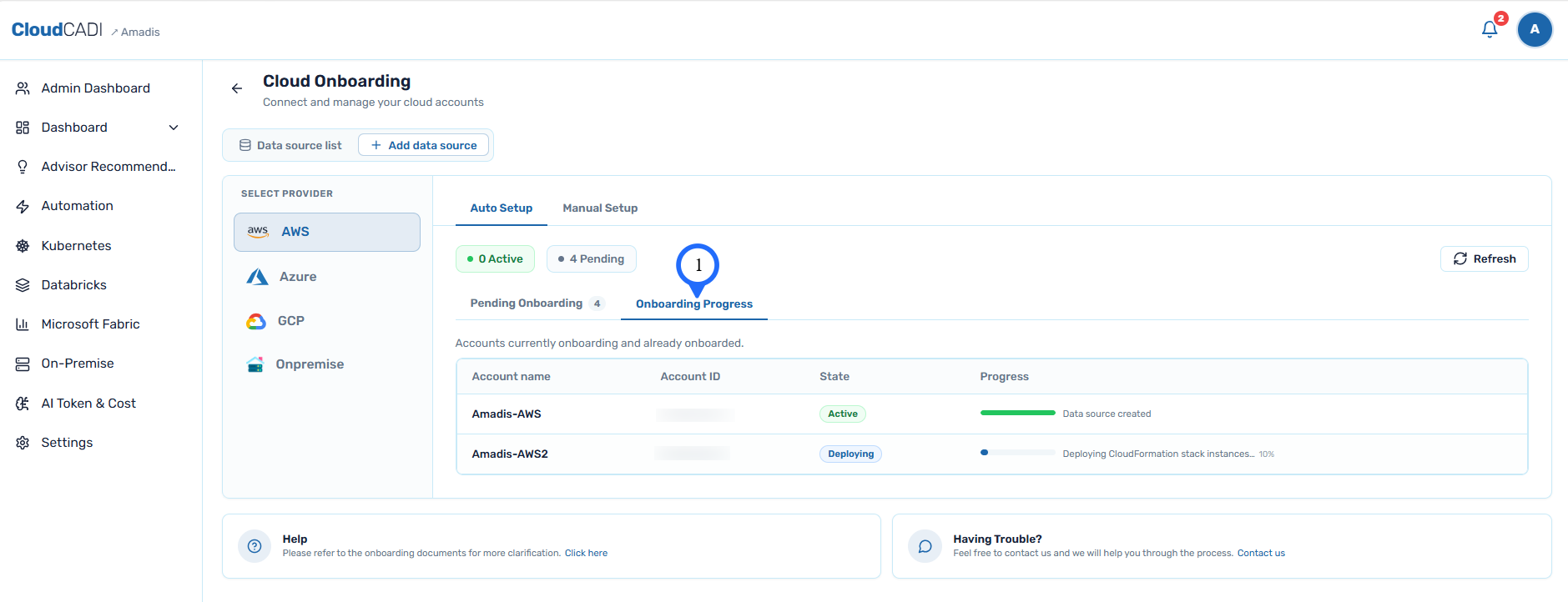 Onboarding progress
