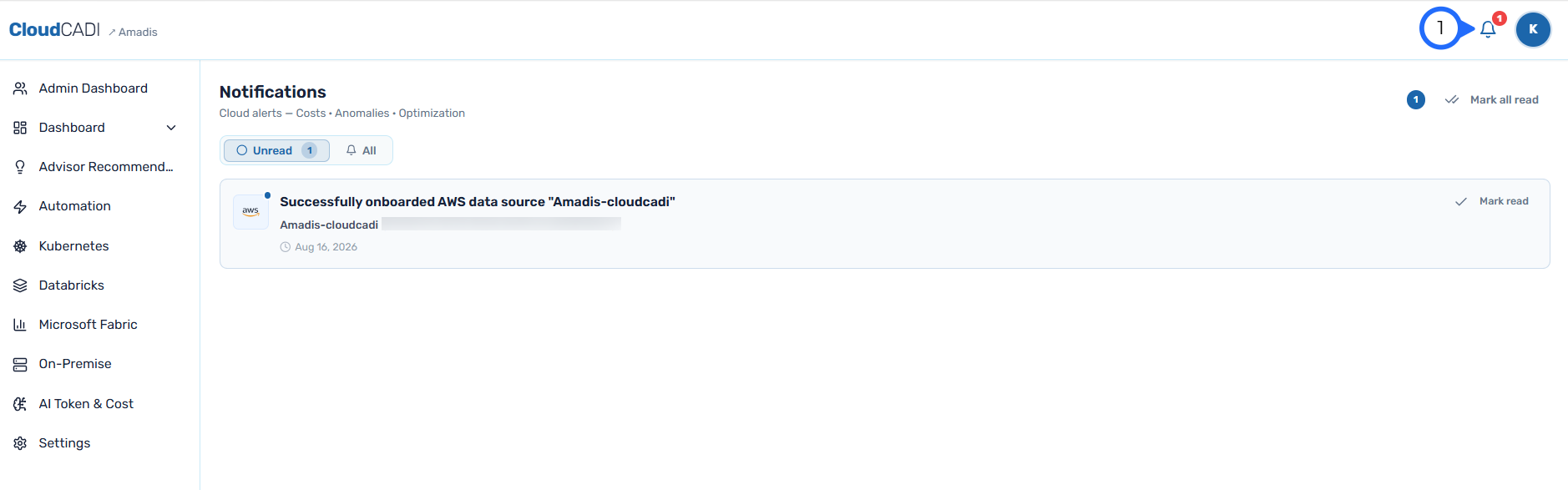 Onboarding notification