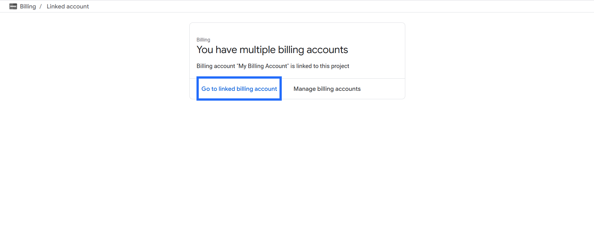 Go to linked billing account