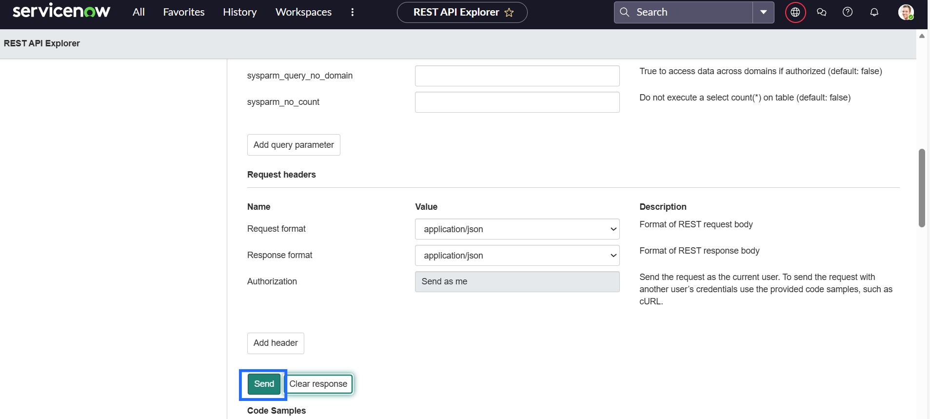 CloudCADI ServiceNow send request