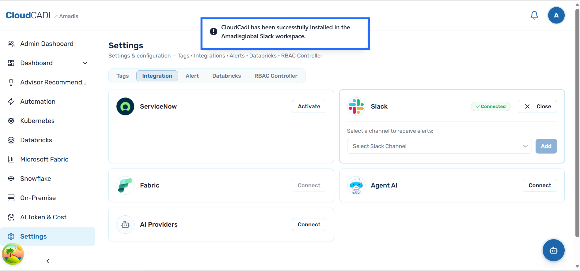 CloudCADI Slack Confirm