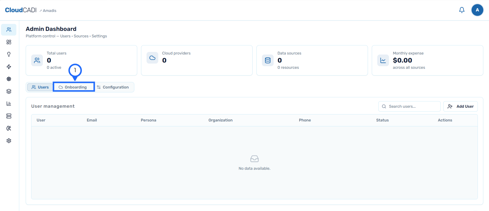 Onboarding tab