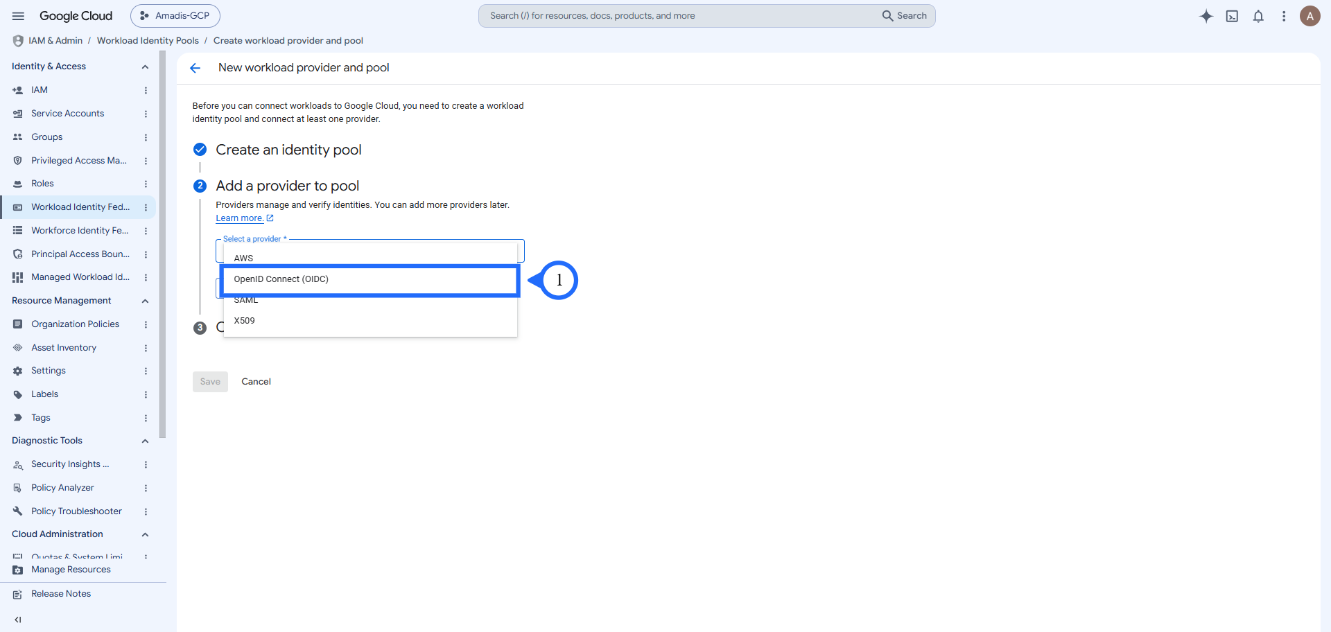 Select OpenID Connect as the provider