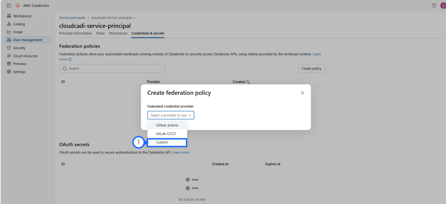 Select custom provider