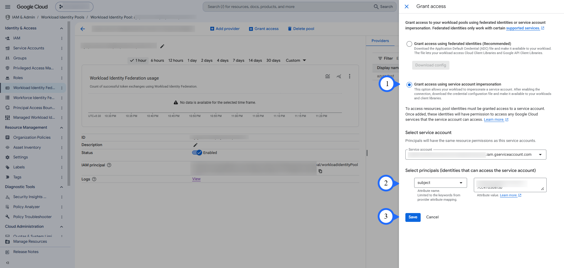 Grant access via service account impersonation
