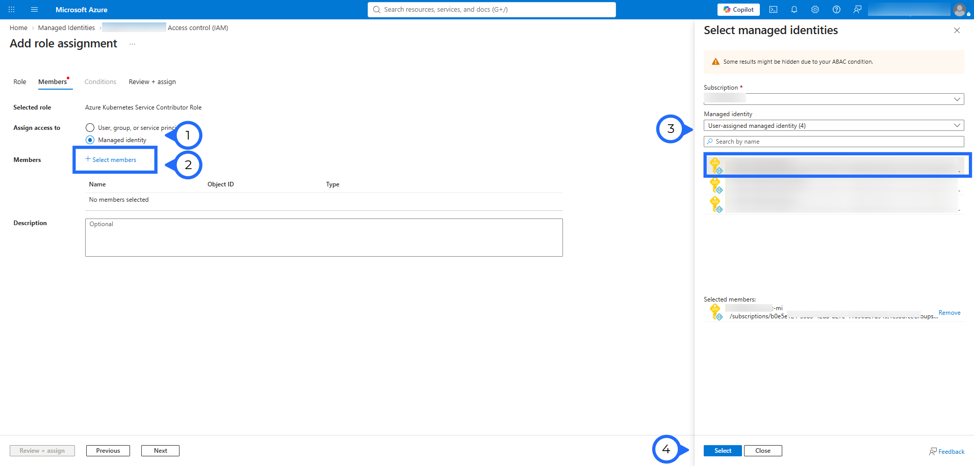 Pick the managed identity