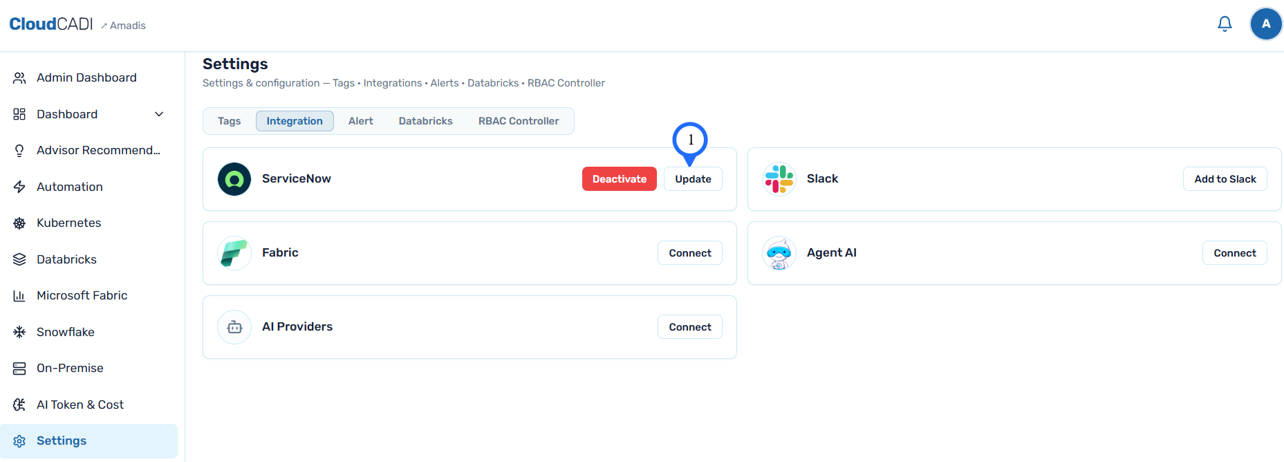 CloudCADI ServiceNow update
